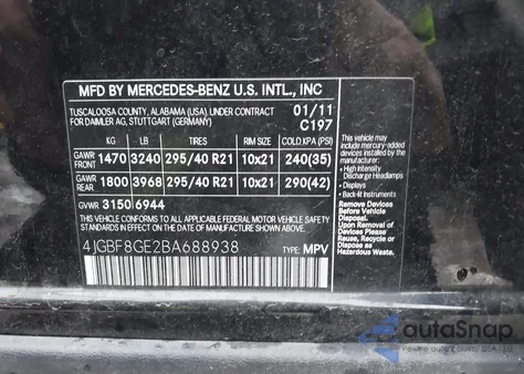 2011 Mercedes-Benz Gl 550 4Matic z USA, uszkodzony, nr VIN 4JGBF8GE2BA688938